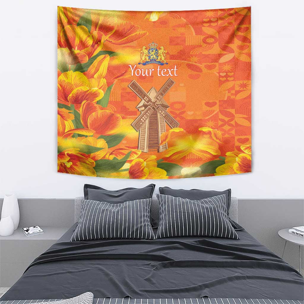Personalized Netherlands Orange Tulip and Wildmill Tapestry