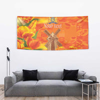 Personalized Netherlands Orange Tulip and Wildmill Tapestry
