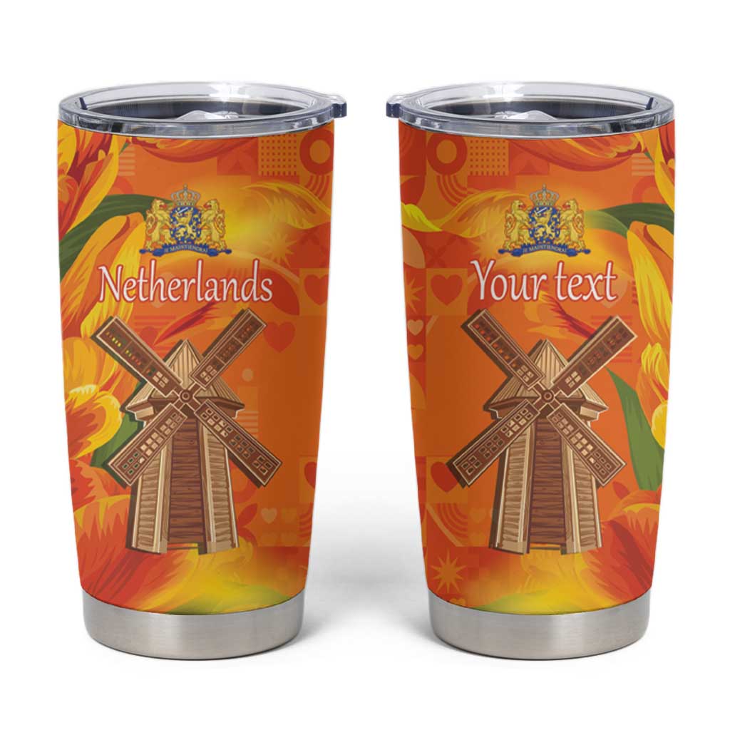 Personalized Netherlands Orange Tulip and Wildmill Tumbler Cup