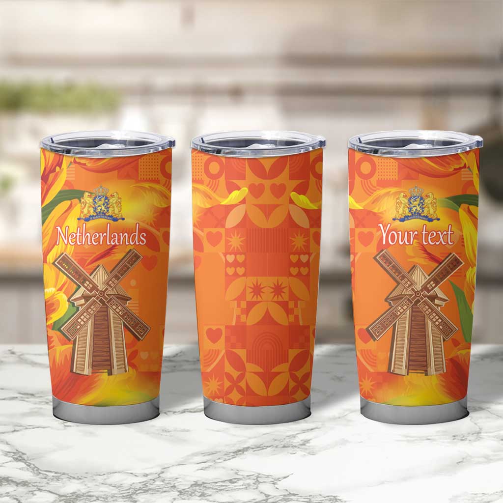 Personalized Netherlands Orange Tulip and Wildmill Tumbler Cup