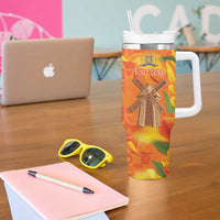 Personalized Netherlands Orange Tulip and Wildmill Tumbler With Handle