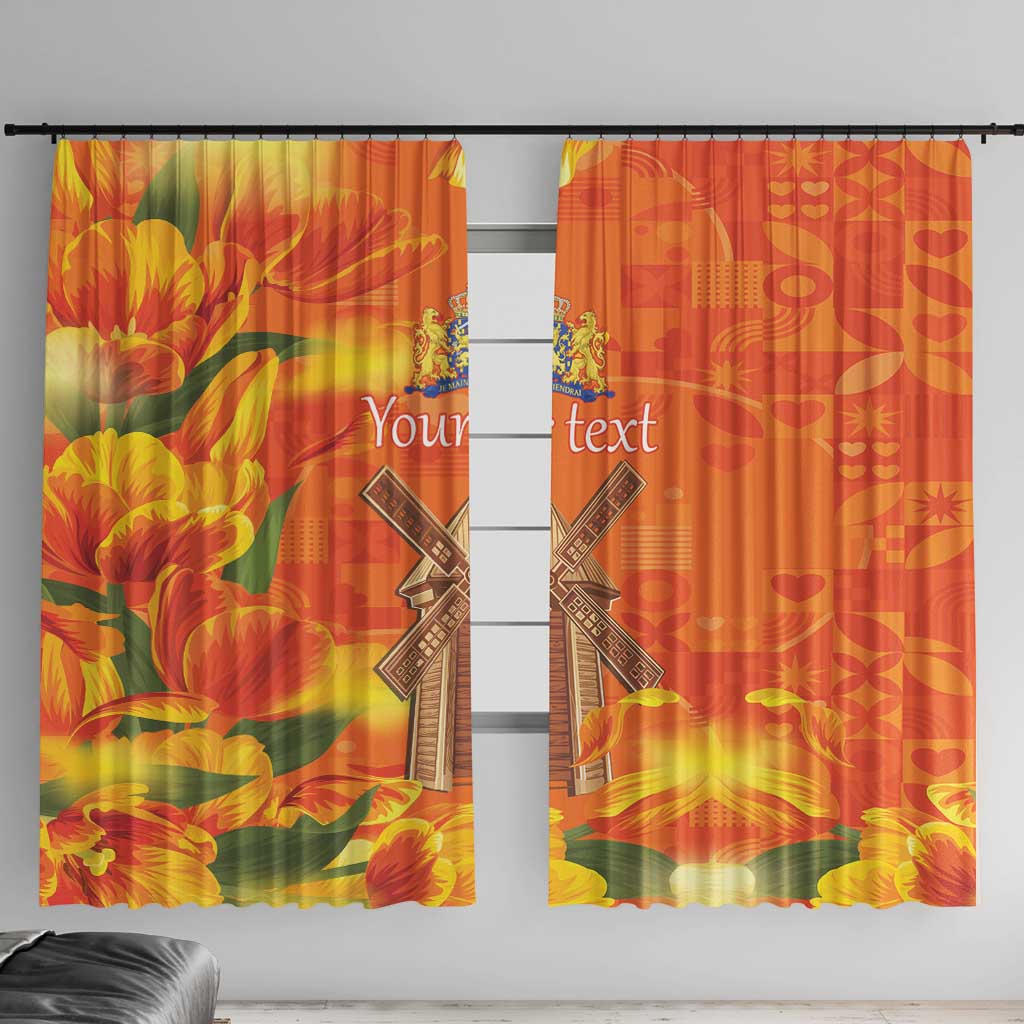 Personalized Netherlands Orange Tulip and Wildmill Window Curtain