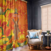 Personalized Netherlands Orange Tulip and Wildmill Window Curtain