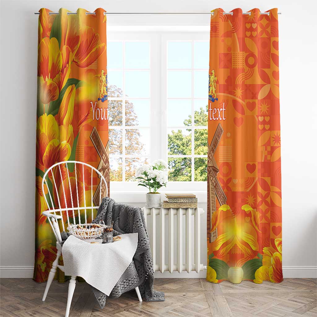 Personalized Netherlands Orange Tulip and Wildmill Window Curtain