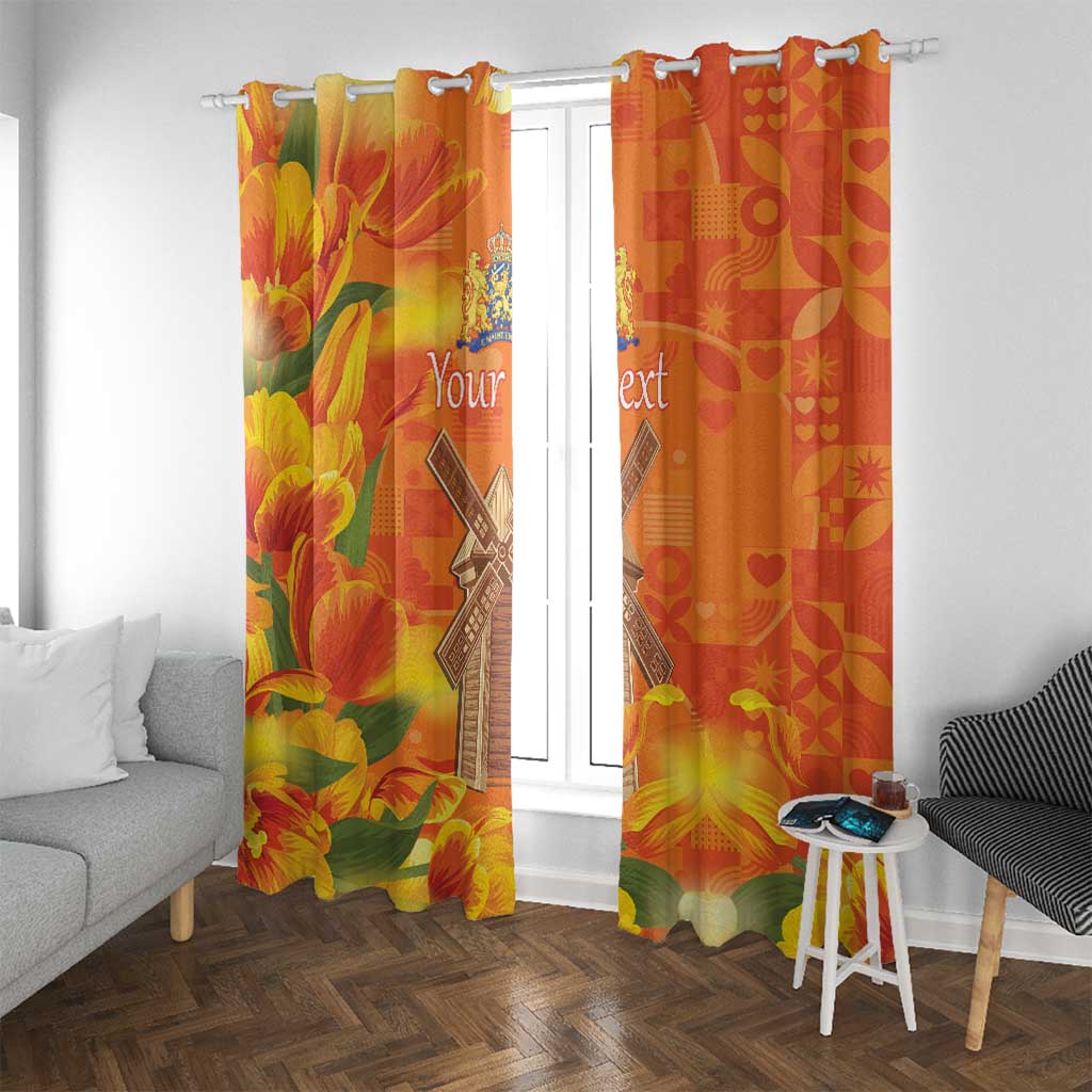 Personalized Netherlands Orange Tulip and Wildmill Window Curtain