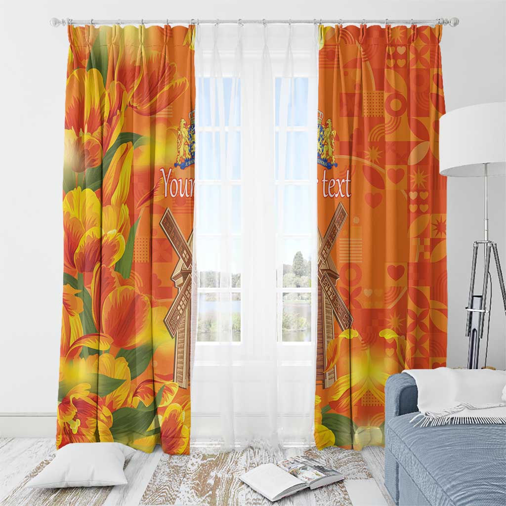 Personalized Netherlands Orange Tulip and Wildmill Window Curtain