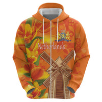 Personalized Netherlands Orange Tulip and Wildmill Zip Hoodie