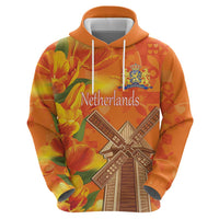Personalized Netherlands Orange Tulip and Wildmill Zip Hoodie