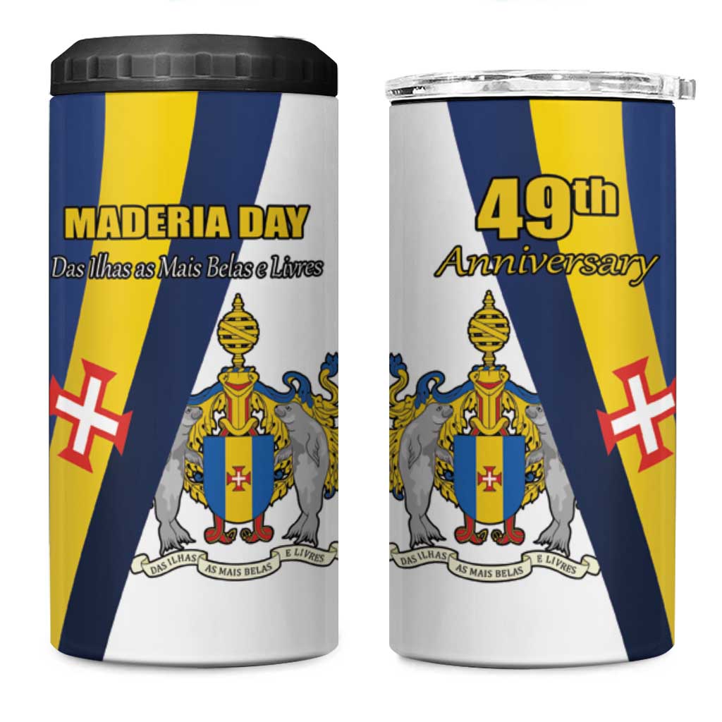 Portugal Maderia Day 1st July 4 in 1 Can Cooler Tumbler Das Ilhas as Mais Belas e Livres