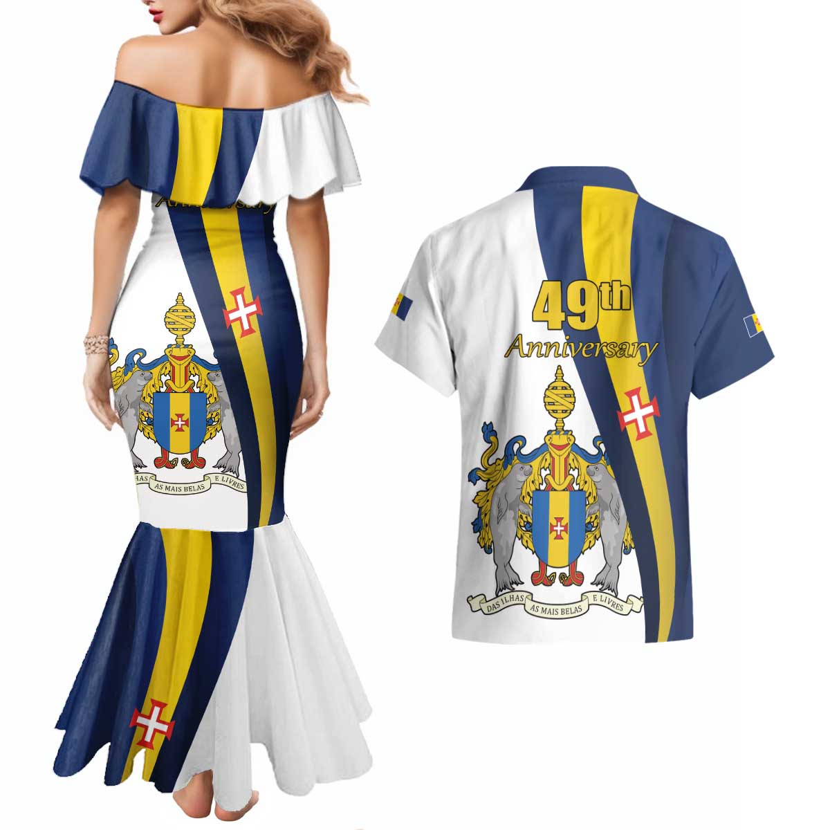 Portugal Madeira Day 1st July Couples Matching Mermaid Dress and Hawaiian Shirt Das Ilhas as Mais Belas e Livres LT17