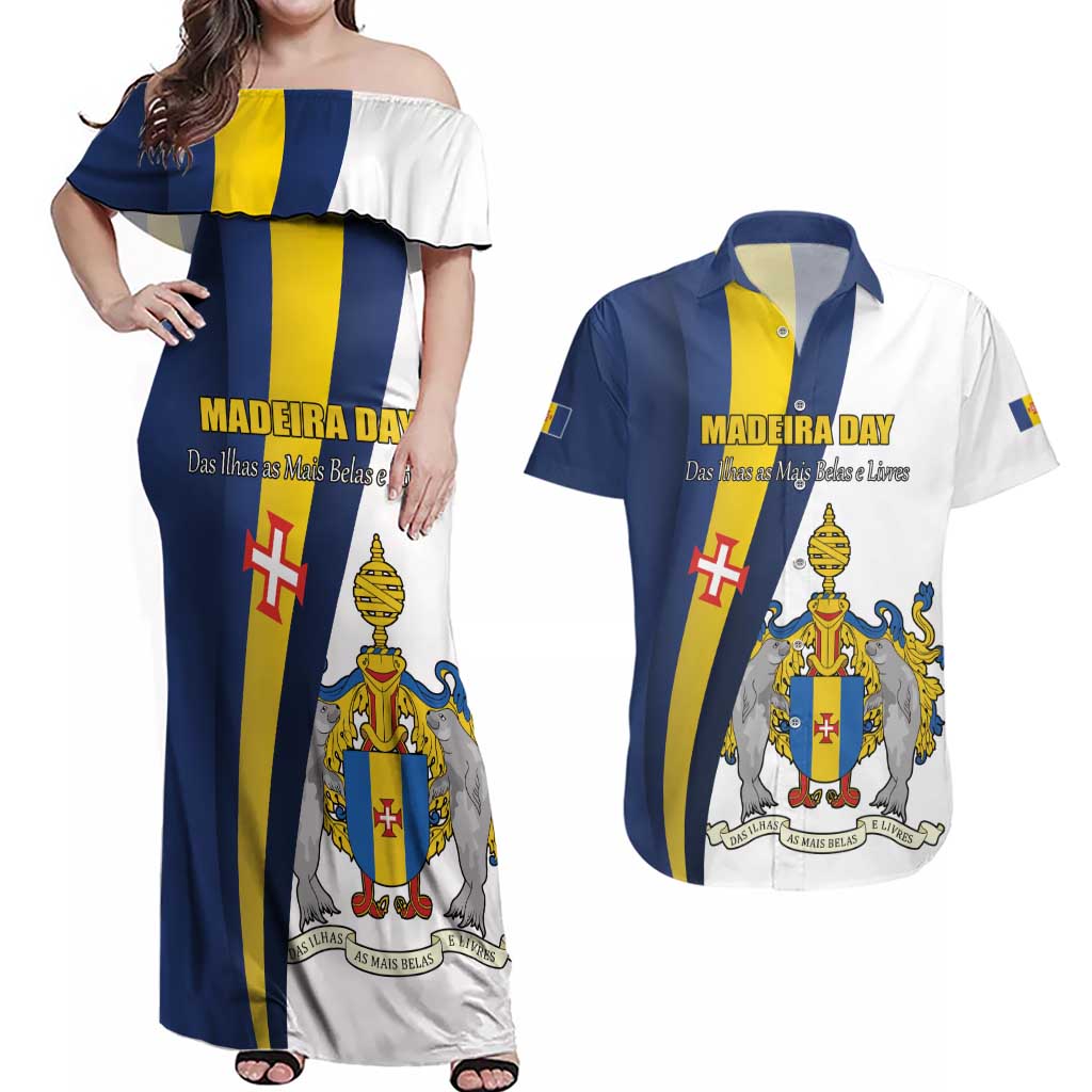 Portugal Madeira Day 1st July Couples Matching Off Shoulder Maxi Dress and Hawaiian Shirt Das Ilhas as Mais Belas e Livres LT17