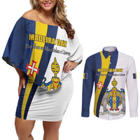 Portugal Madeira Day 1st July Couples Matching Off Shoulder Short Dress and Long Sleeve Button Shirt Das Ilhas as Mais Belas e Livres LT17