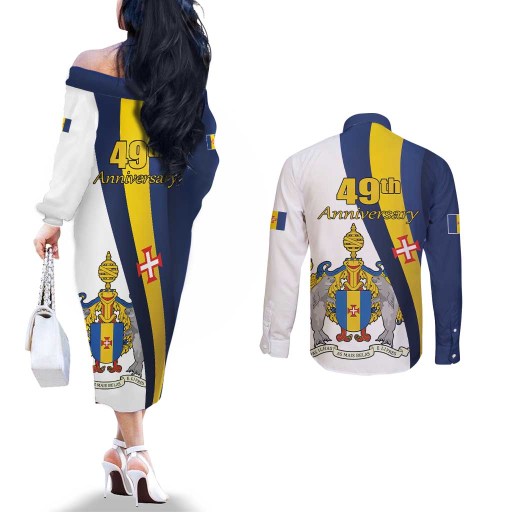 Portugal Madeira Day 1st July Couples Matching Off The Shoulder Long Sleeve Dress and Long Sleeve Button Shirt Das Ilhas as Mais Belas e Livres LT17