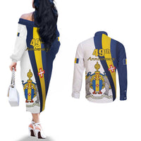 Portugal Madeira Day 1st July Couples Matching Off The Shoulder Long Sleeve Dress and Long Sleeve Button Shirt Das Ilhas as Mais Belas e Livres LT17