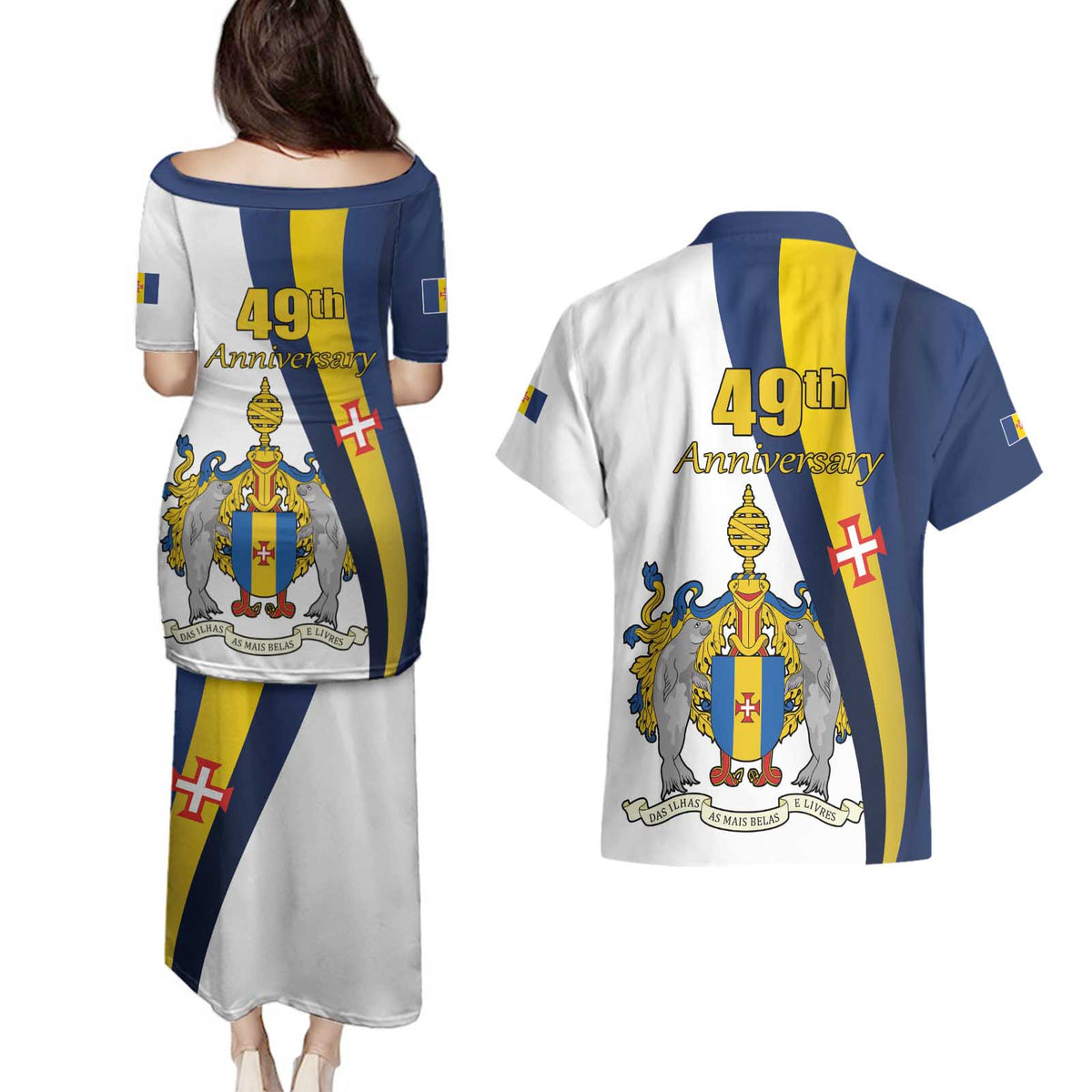 Portugal Madeira Day 1st July Couples Matching Puletasi and Hawaiian Shirt Das Ilhas as Mais Belas e Livres LT17