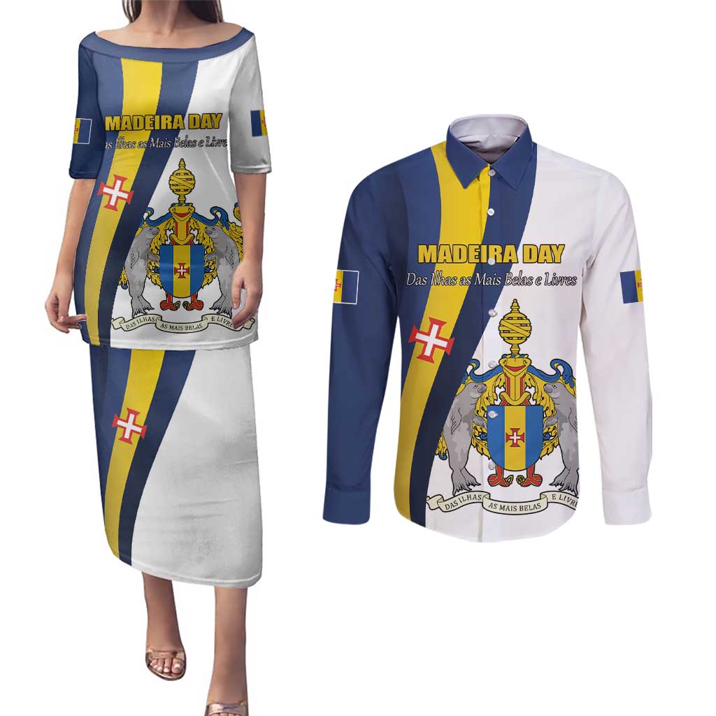 Portugal Madeira Day 1st July Couples Matching Puletasi and Long Sleeve Button Shirt Das Ilhas as Mais Belas e Livres LT17