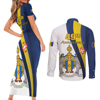 Portugal Madeira Day 1st July Couples Matching Short Sleeve Bodycon Dress and Long Sleeve Button Shirt Das Ilhas as Mais Belas e Livres LT17