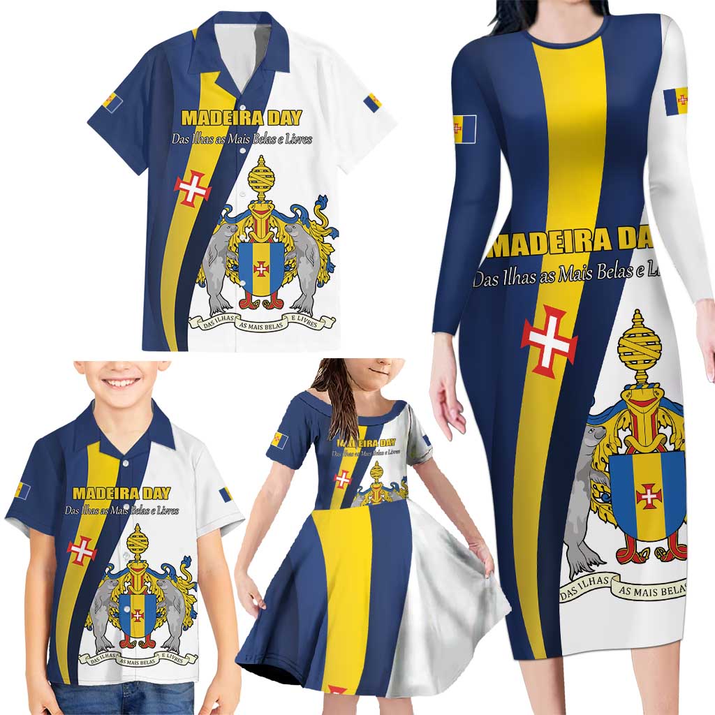 Portugal Madeira Day 1st July Family Matching Long Sleeve Bodycon Dress and Hawaiian Shirt Das Ilhas as Mais Belas e Livres LT17