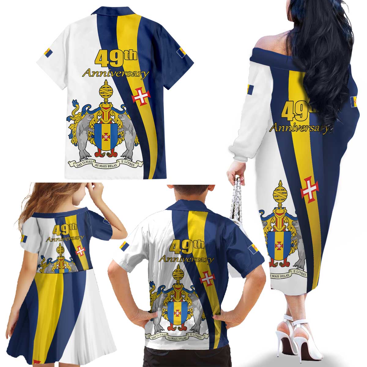 Portugal Madeira Day 1st July Family Matching Off The Shoulder Long Sleeve Dress and Hawaiian Shirt Das Ilhas as Mais Belas e Livres LT17