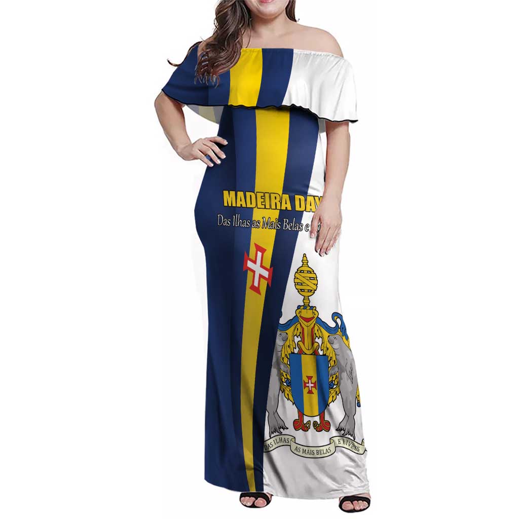 Portugal Madeira Day 1st July Family Matching Off Shoulder Maxi Dress and Hawaiian Shirt Das Ilhas as Mais Belas e Livres LT17