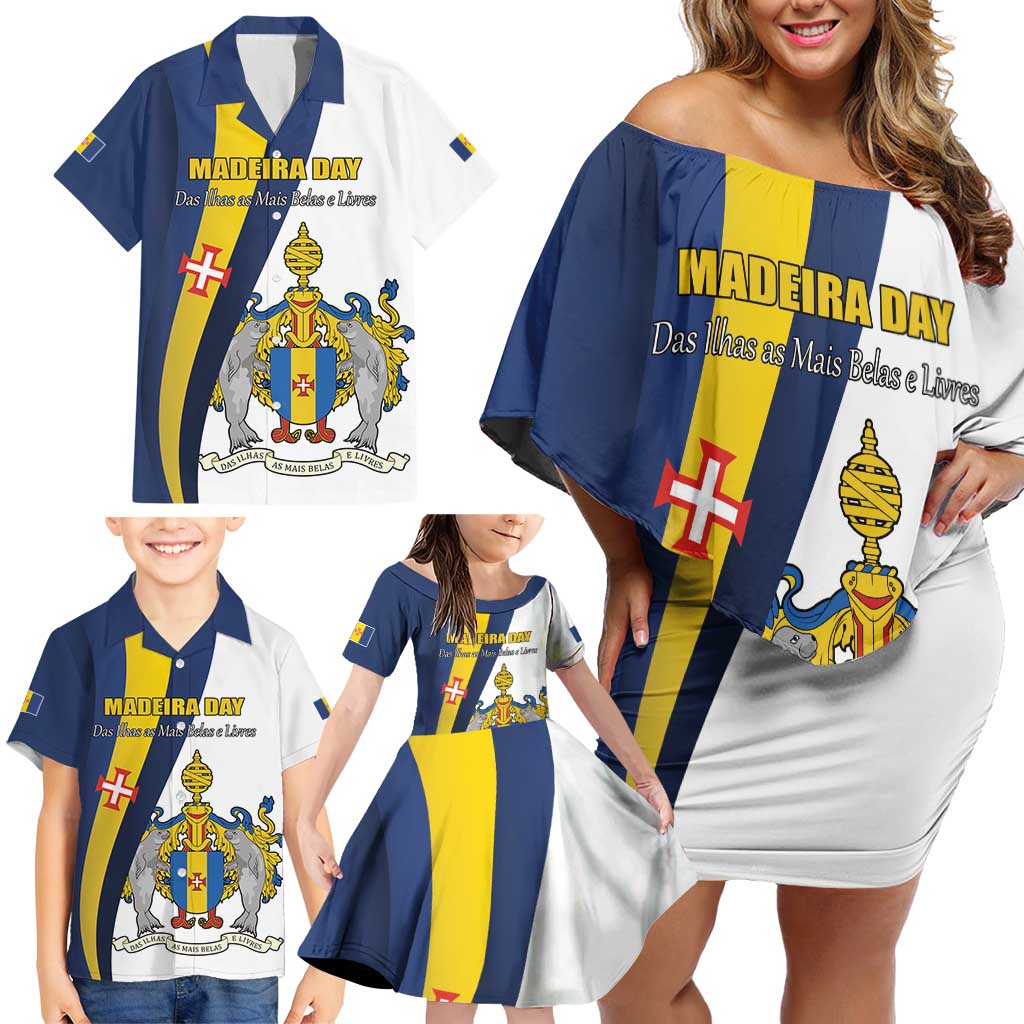 Portugal Madeira Day 1st July Family Matching Off Shoulder Short Dress and Hawaiian Shirt Das Ilhas as Mais Belas e Livres LT17