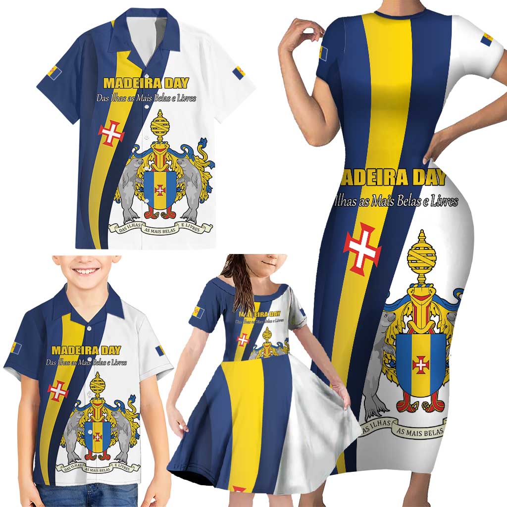 Portugal Madeira Day 1st July Family Matching Short Sleeve Bodycon Dress and Hawaiian Shirt Das Ilhas as Mais Belas e Livres LT17
