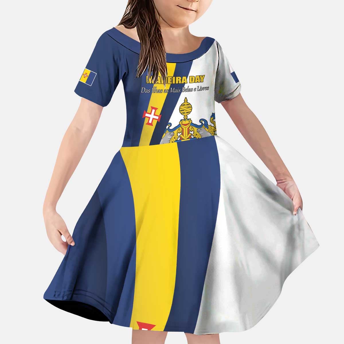 Portugal Madeira Day 1st July Kid Short Sleeve Dress Das Ilhas as Mais Belas e Livres LT17