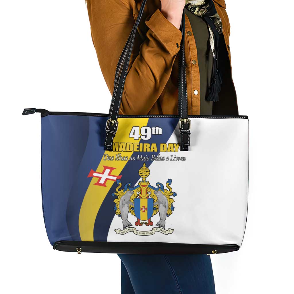 Portugal Madeira Day 1st July Leather Tote Bag Das Ilhas as Mais Belas e Livres LT17