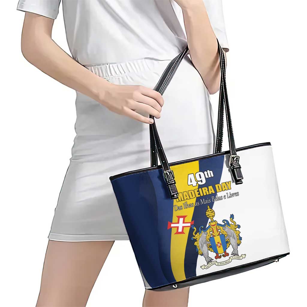 Portugal Madeira Day 1st July Leather Tote Bag Das Ilhas as Mais Belas e Livres LT17