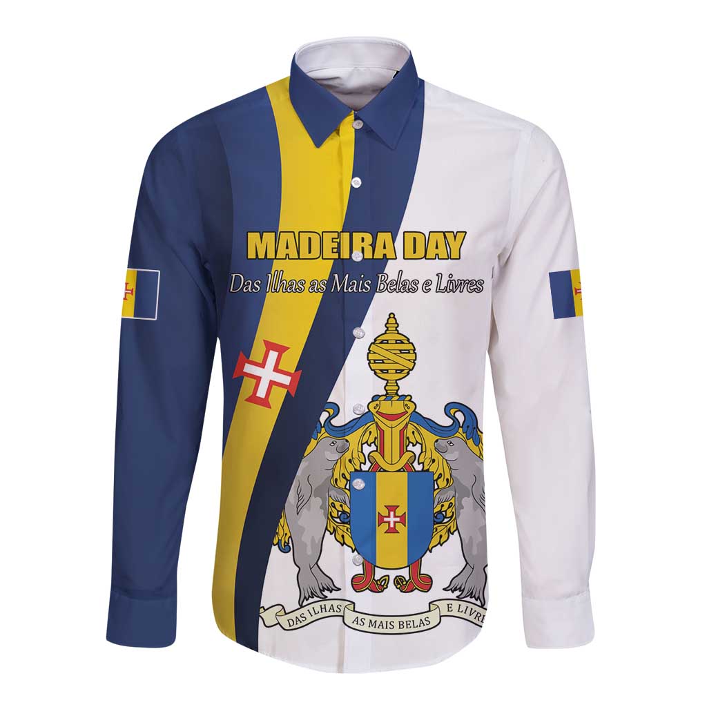 Portugal Madeira Day 1st July Long Sleeve Button Shirt Das Ilhas as Mais Belas e Livres LT17