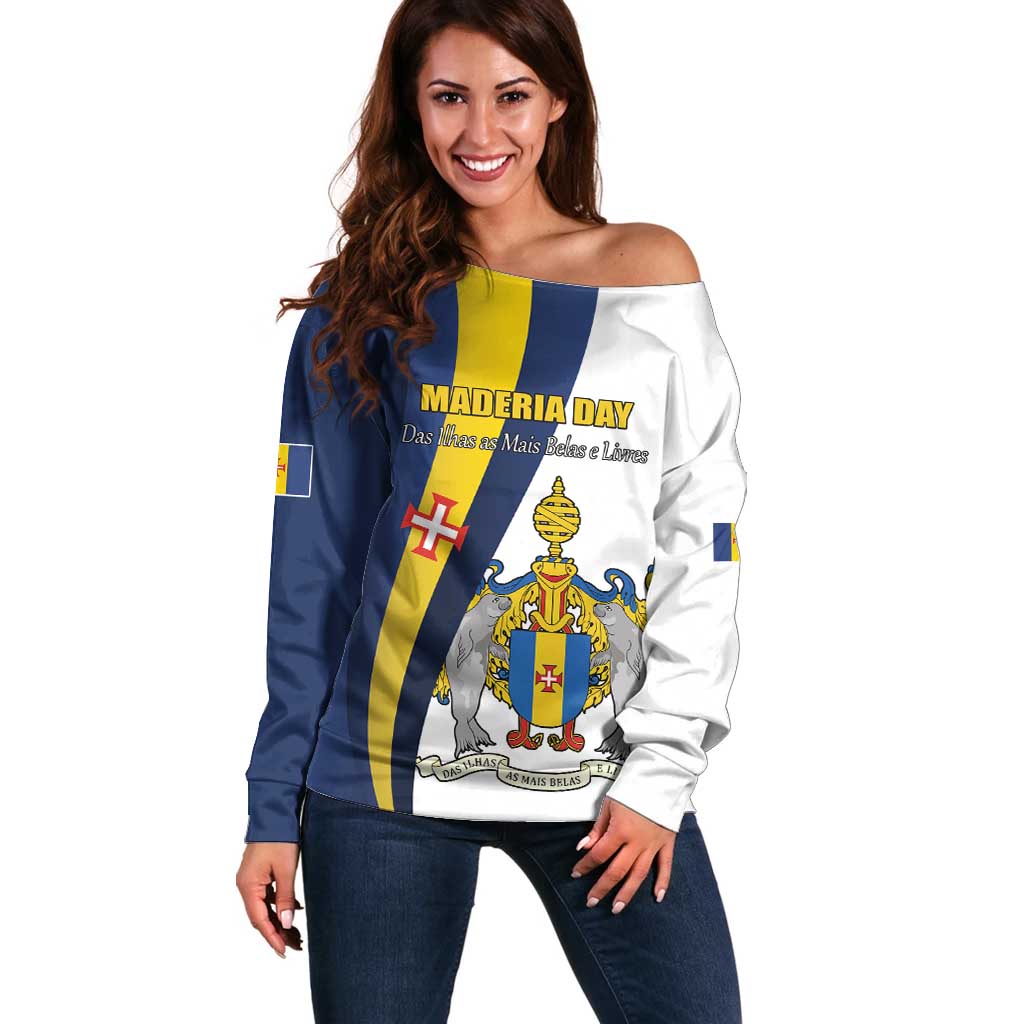 Portugal Maderia Day 1st July Off Shoulder Sweater Das Ilhas as Mais Belas e Livres