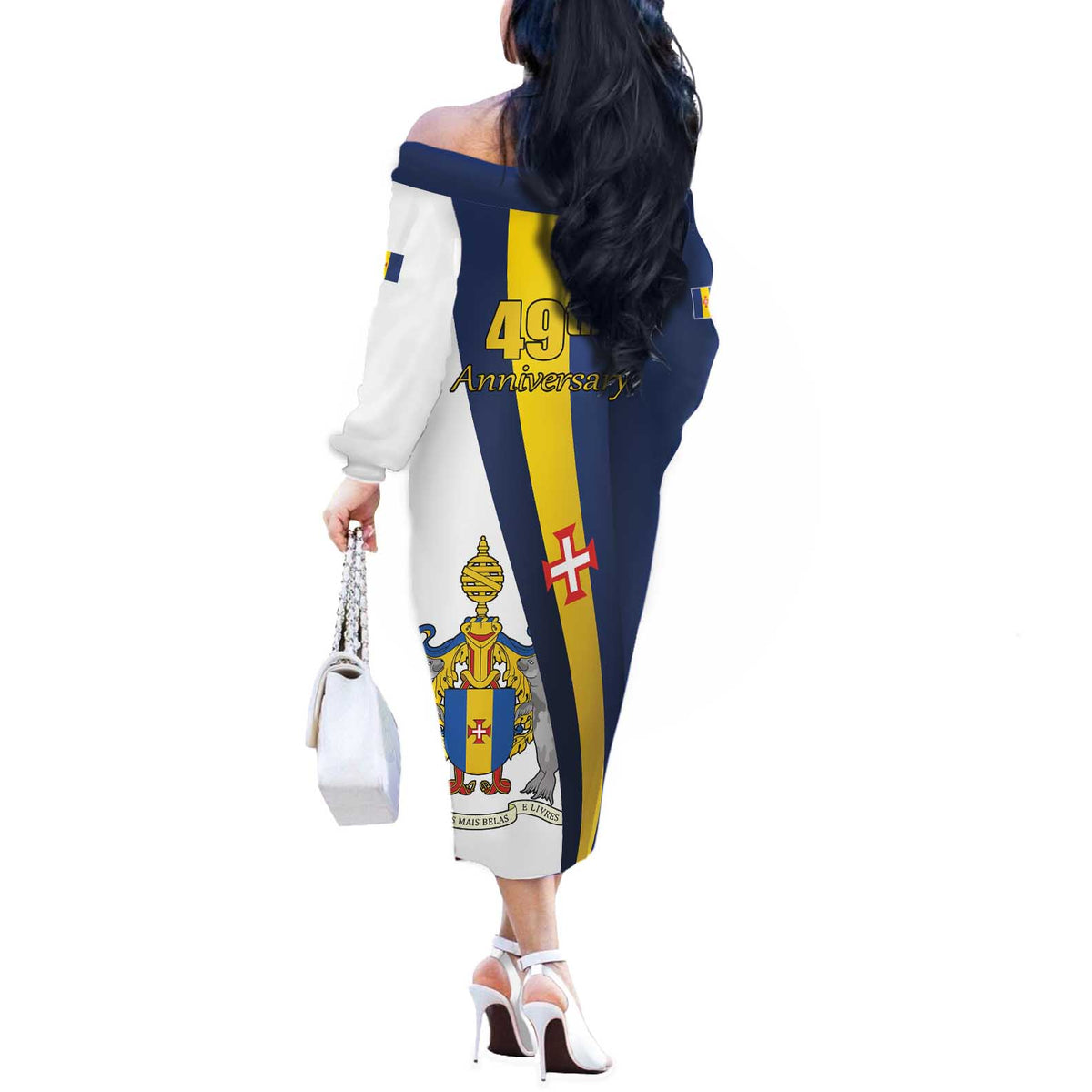 Portugal Madeira Day 1st July Off The Shoulder Long Sleeve Dress Das Ilhas as Mais Belas e Livres LT17