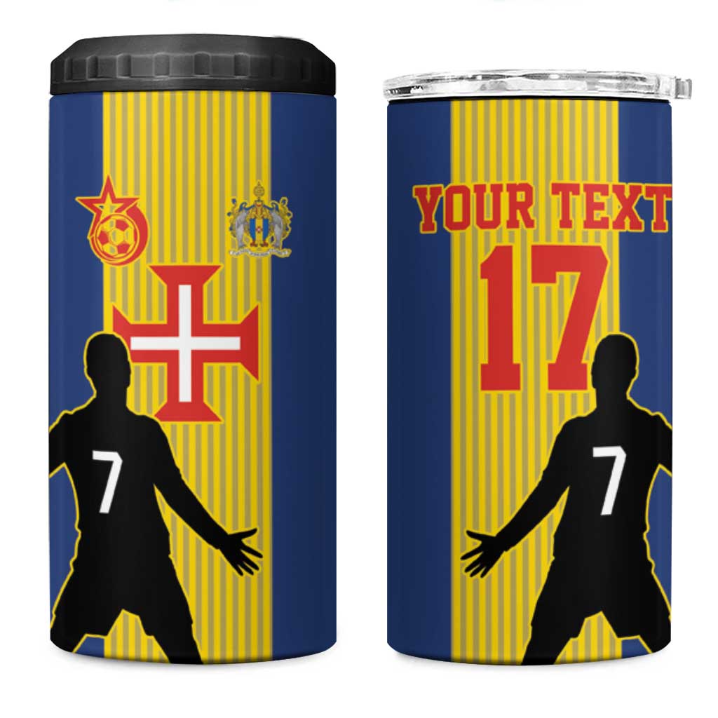 Custom Portugal Maderia Football 4 in 1 Can Cooler Tumbler Sporty Style
