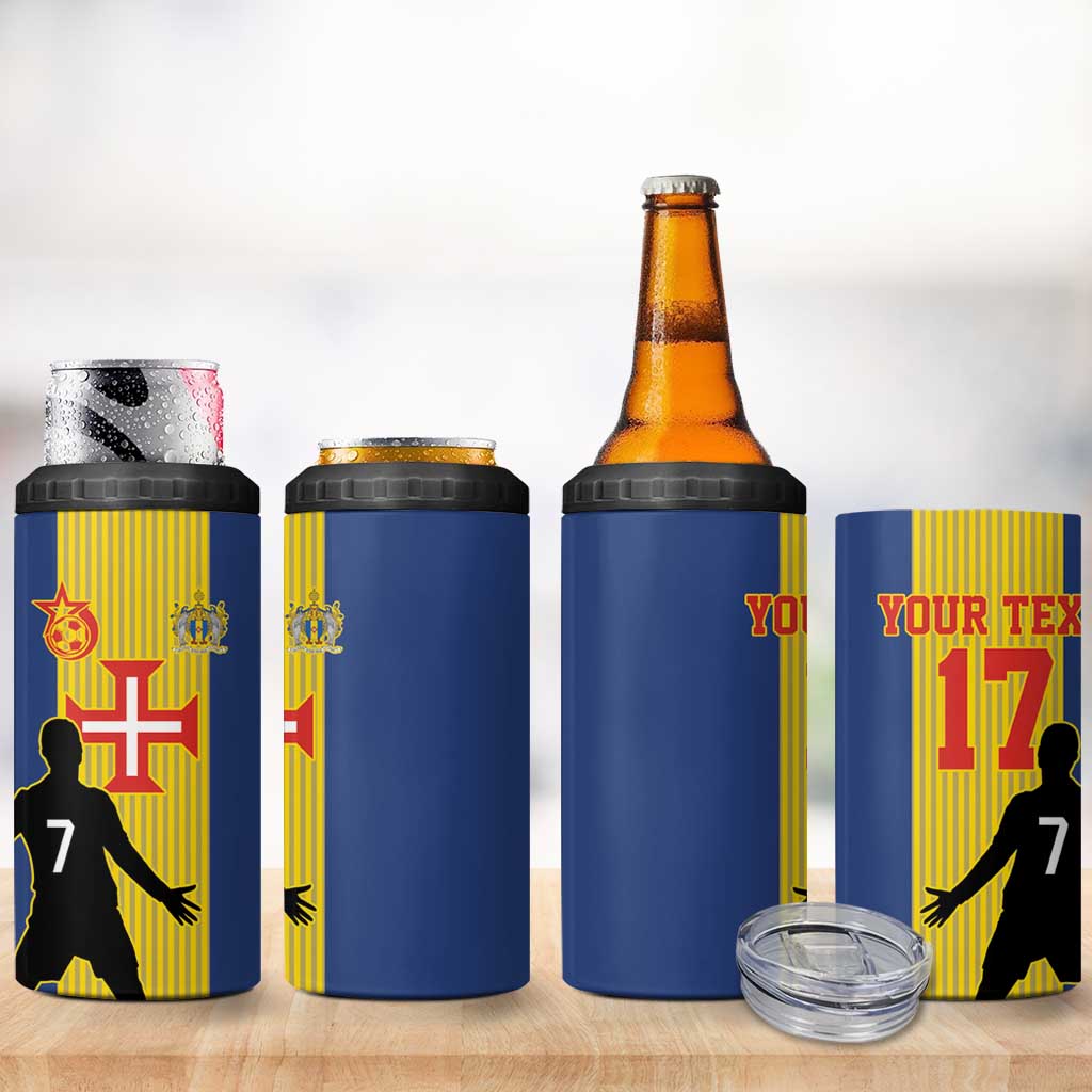 Custom Portugal Maderia Football 4 in 1 Can Cooler Tumbler Sporty Style