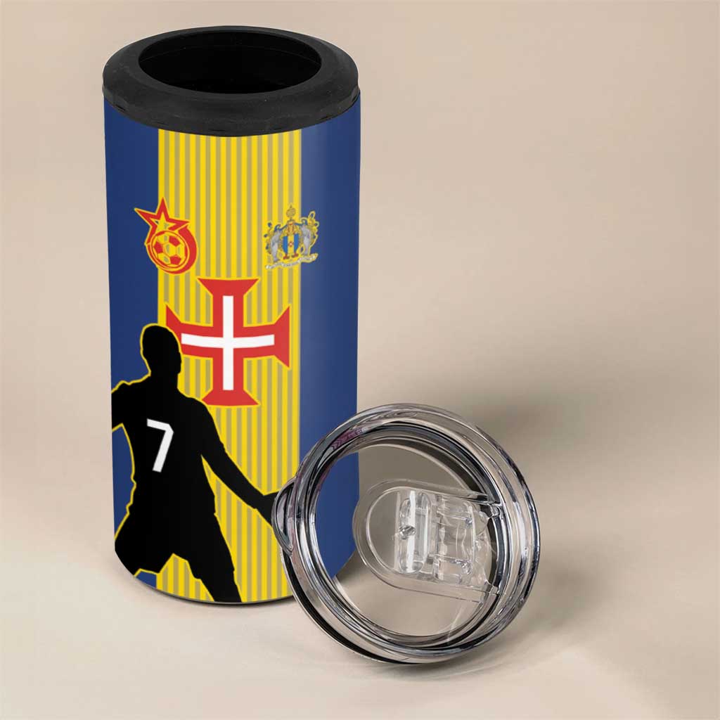 Custom Portugal Maderia Football 4 in 1 Can Cooler Tumbler Sporty Style