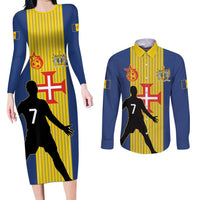 Custom Portugal Maderia Football Couples Matching Long Sleeve Bodycon Dress and Long Sleeve Button Shirt Sporty Style