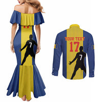 Custom Portugal Maderia Football Couples Matching Mermaid Dress and Long Sleeve Button Shirt Sporty Style