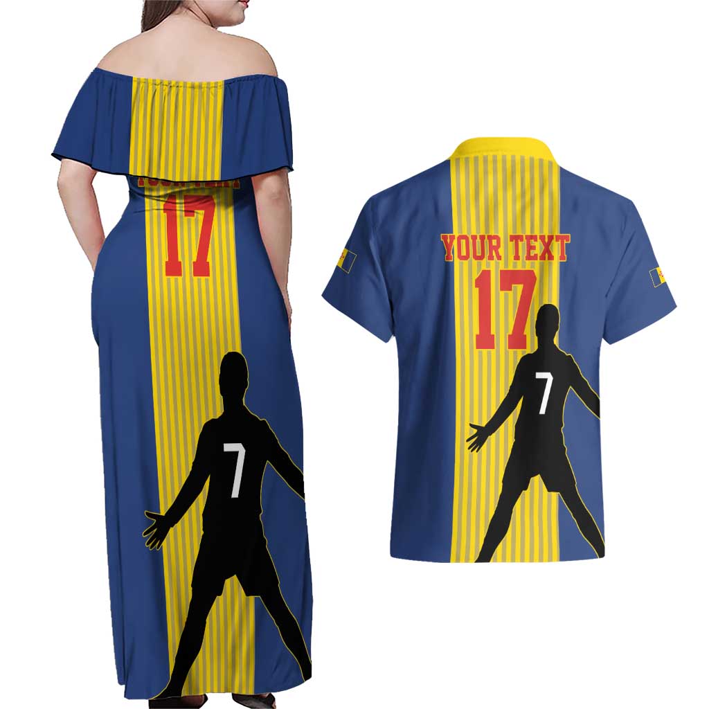 Custom Portugal Maderia Football Couples Matching Off Shoulder Maxi Dress and Hawaiian Shirt Sporty Style