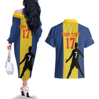 Custom Portugal Maderia Football Couples Matching Off The Shoulder Long Sleeve Dress and Hawaiian Shirt Sporty Style