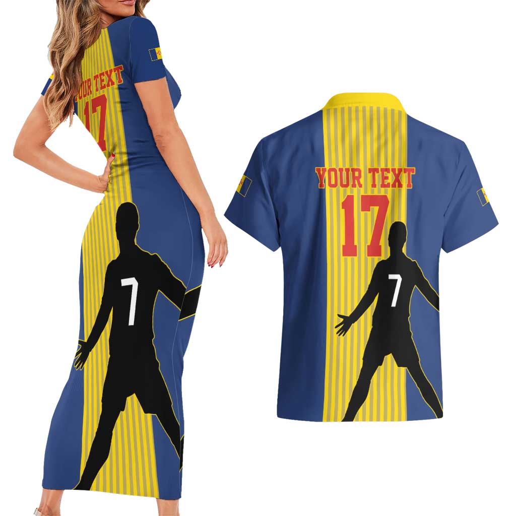 Custom Portugal Maderia Football Couples Matching Short Sleeve Bodycon Dress and Hawaiian Shirt Sporty Style