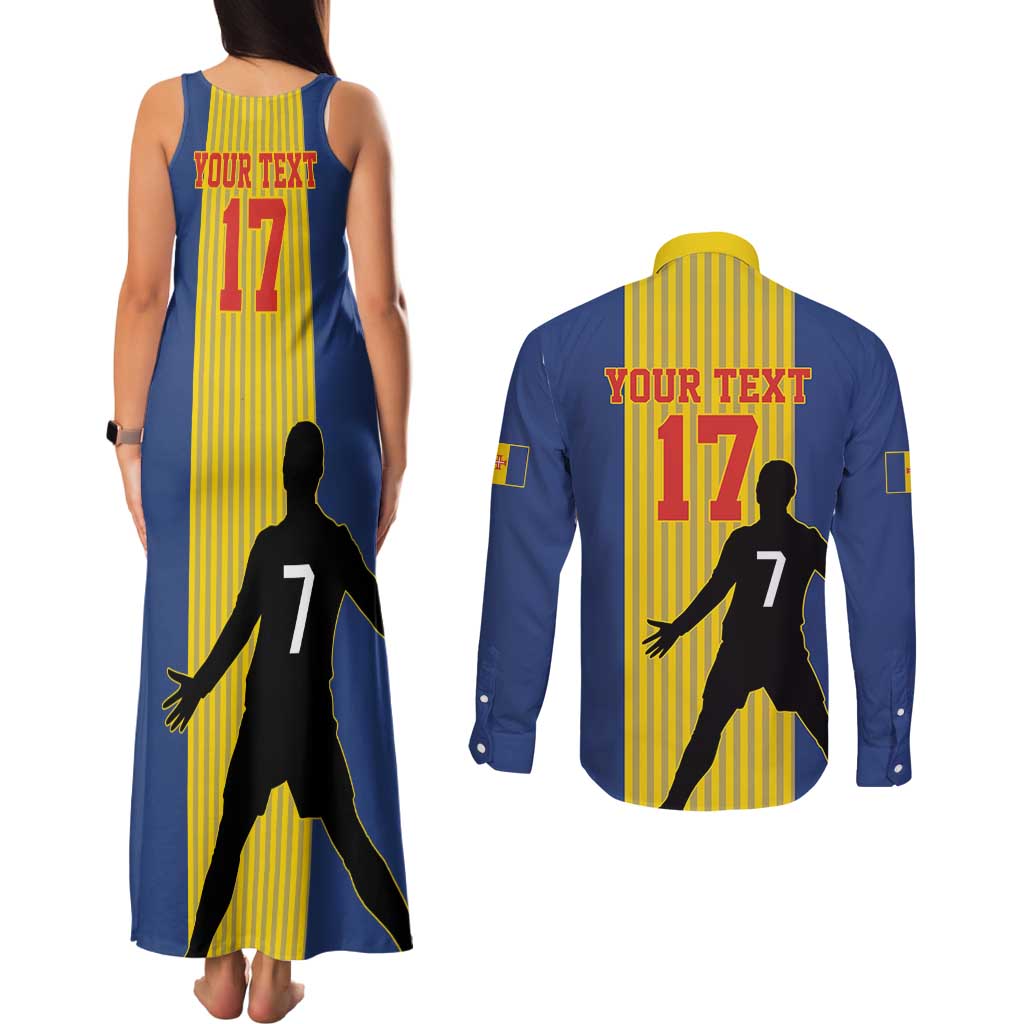 Custom Portugal Maderia Football Couples Matching Tank Maxi Dress and Long Sleeve Button Shirt Sporty Style