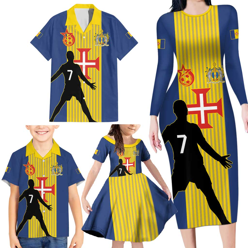 Custom Portugal Maderia Football Family Matching Long Sleeve Bodycon Dress and Hawaiian Shirt Sporty Style