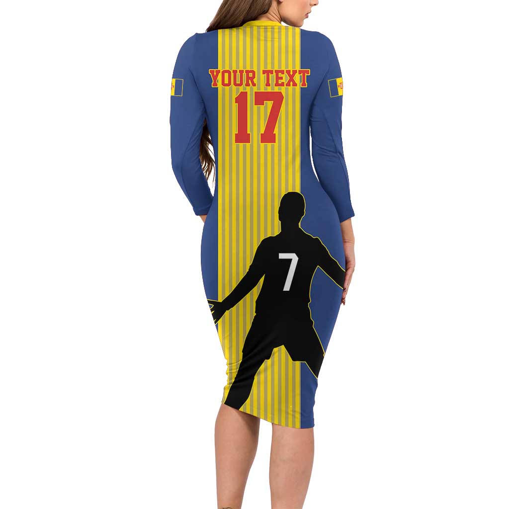 Custom Portugal Maderia Football Family Matching Long Sleeve Bodycon Dress and Hawaiian Shirt Sporty Style