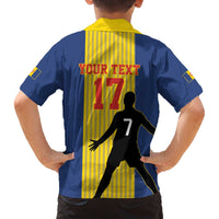 Custom Portugal Maderia Football Family Matching Off The Shoulder Long Sleeve Dress and Hawaiian Shirt Sporty Style