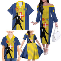 Custom Portugal Maderia Football Family Matching Off The Shoulder Long Sleeve Dress and Hawaiian Shirt Sporty Style