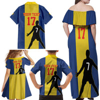 Custom Portugal Maderia Football Family Matching Off Shoulder Maxi Dress and Hawaiian Shirt Sporty Style