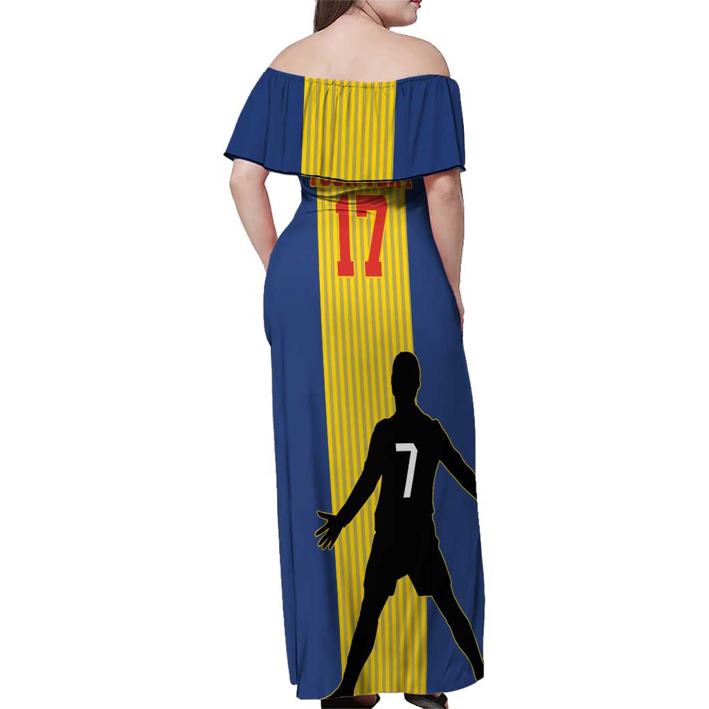 Custom Portugal Maderia Football Family Matching Off Shoulder Maxi Dress and Hawaiian Shirt Sporty Style