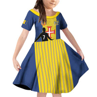 Custom Portugal Maderia Football Family Matching Off Shoulder Short Dress and Hawaiian Shirt Sporty Style