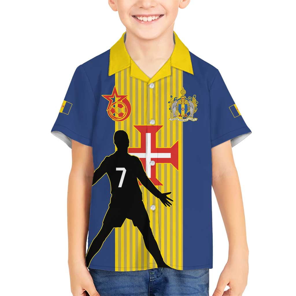 Custom Portugal Maderia Football Family Matching Off Shoulder Short Dress and Hawaiian Shirt Sporty Style