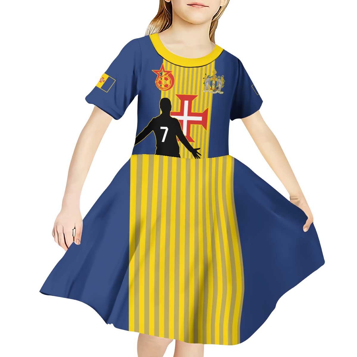 Custom Portugal Maderia Football Kid Short Sleeve Dress Sporty Style